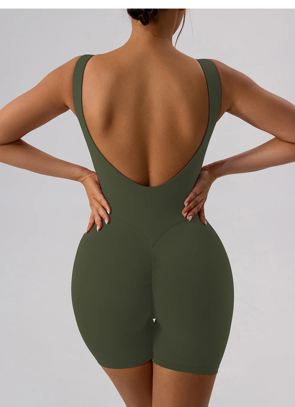 Nude hollowed-out yoga bodysuit yoga shorts 4colors