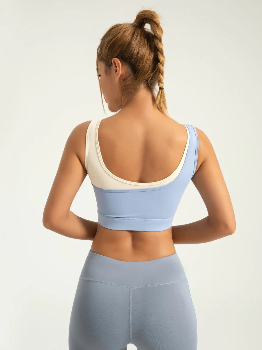 Asymmetrical Colorblock Sports Bra