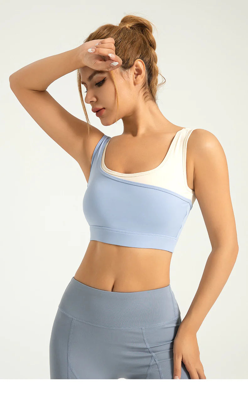 Asymmetrical Colorblock Sports Bra