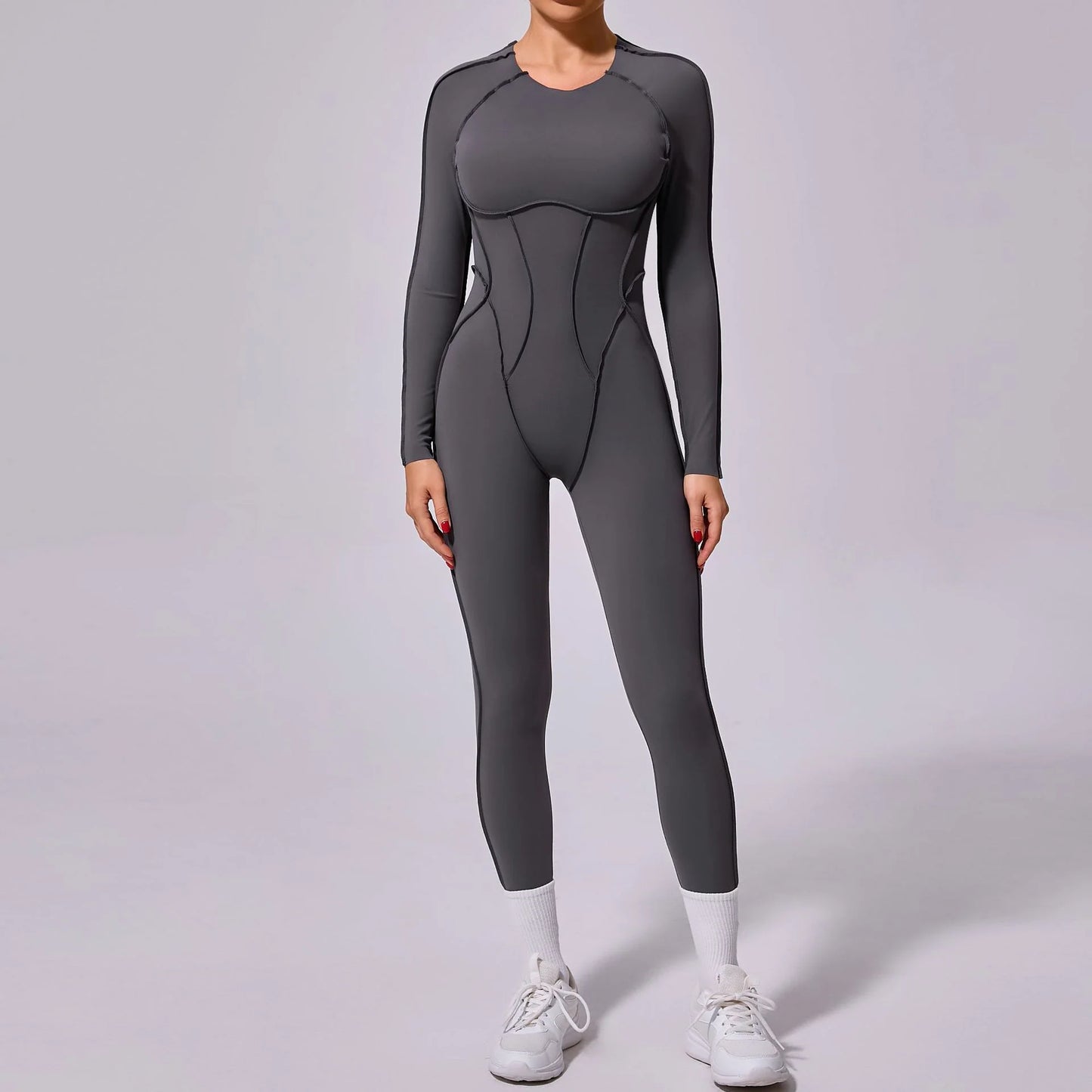Contour Backless Jumpsuit -
Trendy Stitching One-Piece