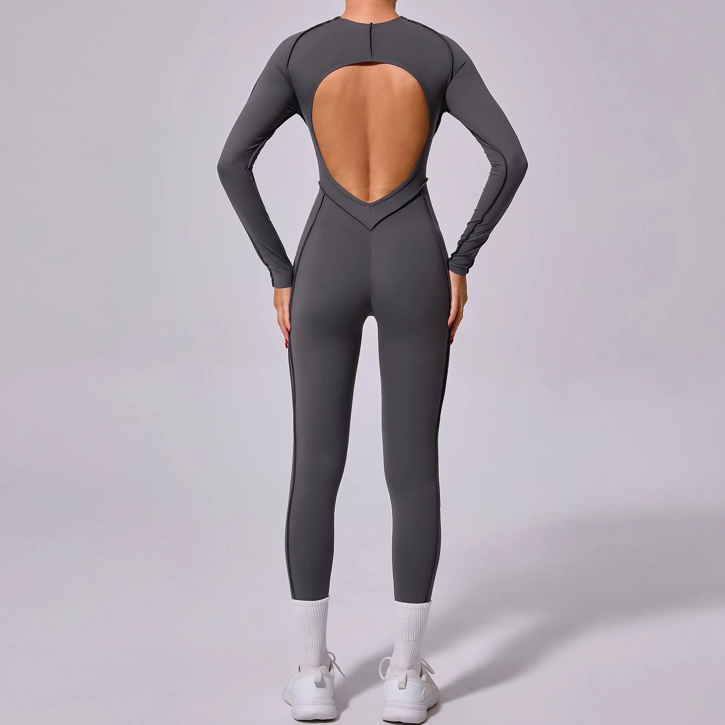 Contour Backless Jumpsuit -
Trendy Stitching One-Piece
