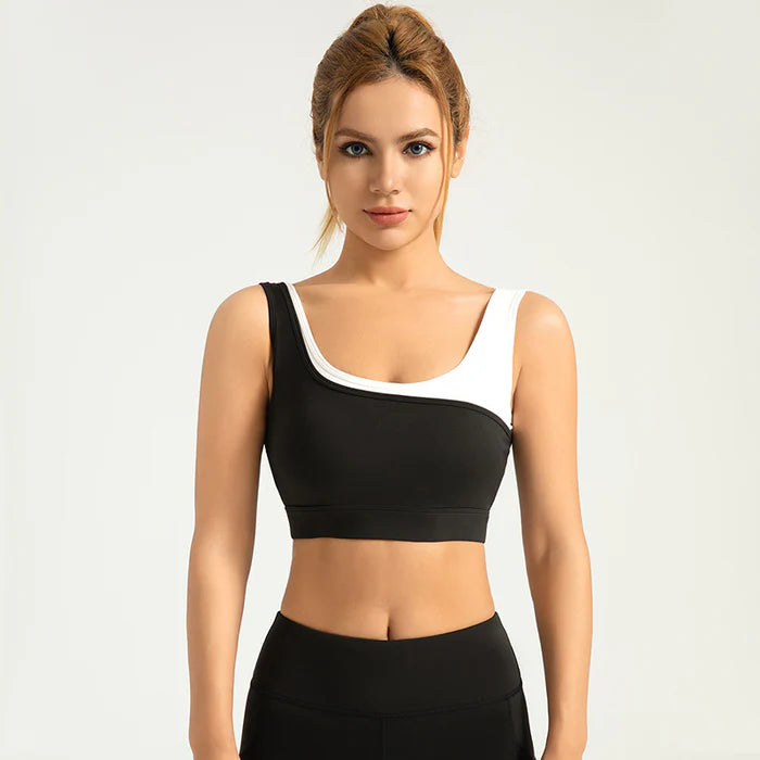 Asymmetrical Colorblock Sports Bra