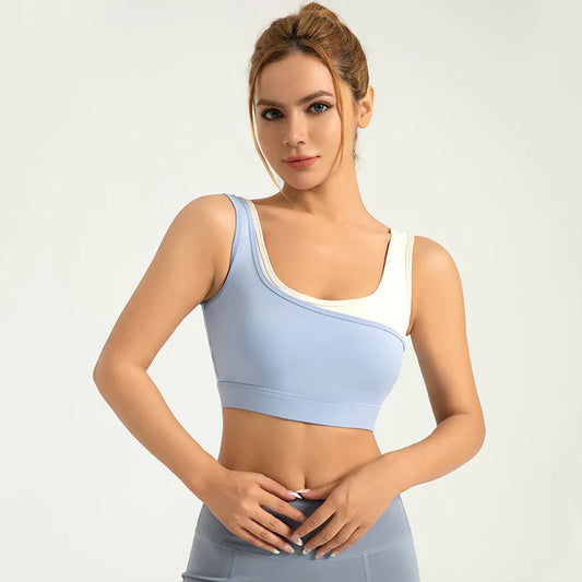 Asymmetrical Colorblock Sports Bra